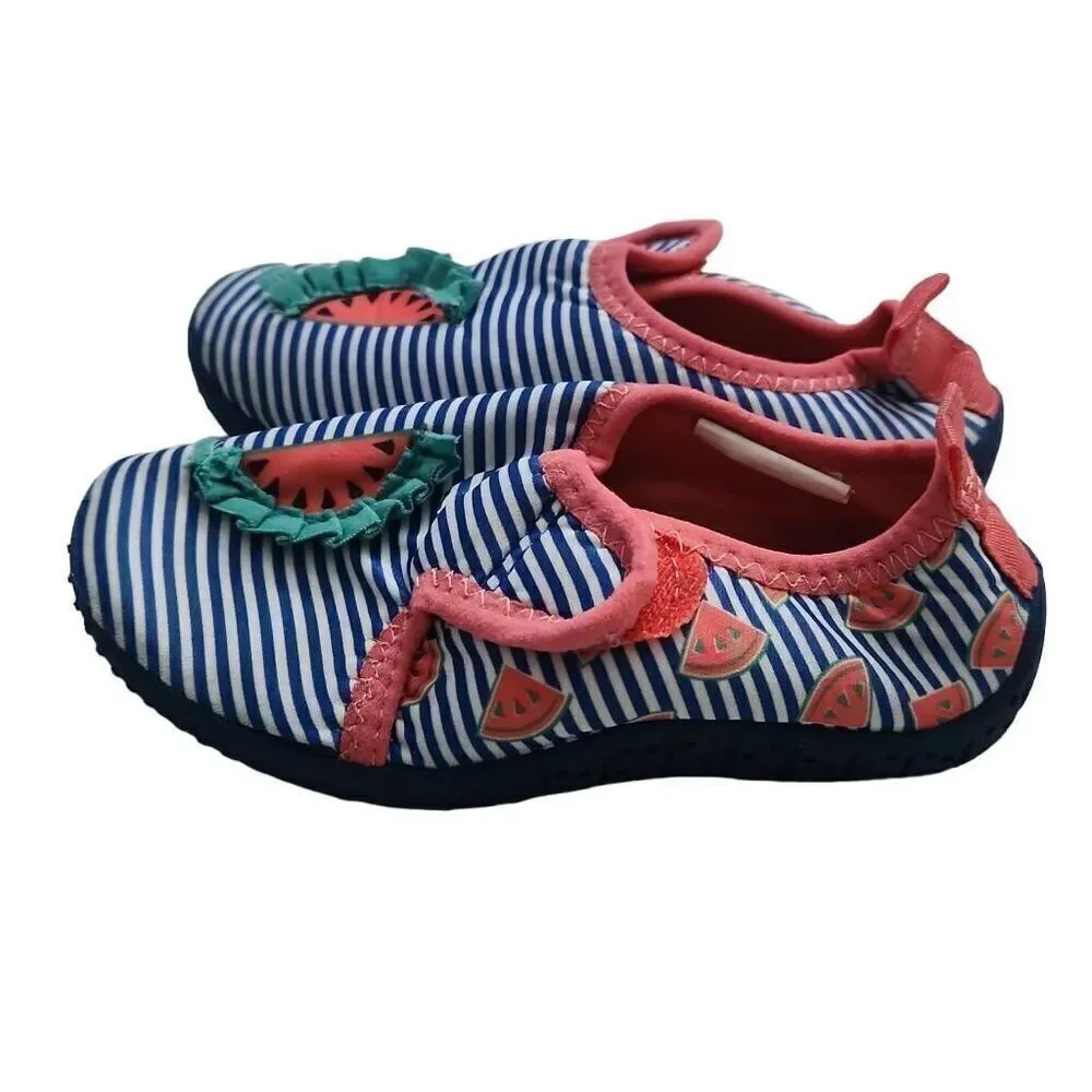 Lily & Dan Girls Size 9/10 Blue White Pink Watermelon Water Shoes